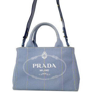 Prada Canapa 2way Denim Tote Bag Canvas Blue